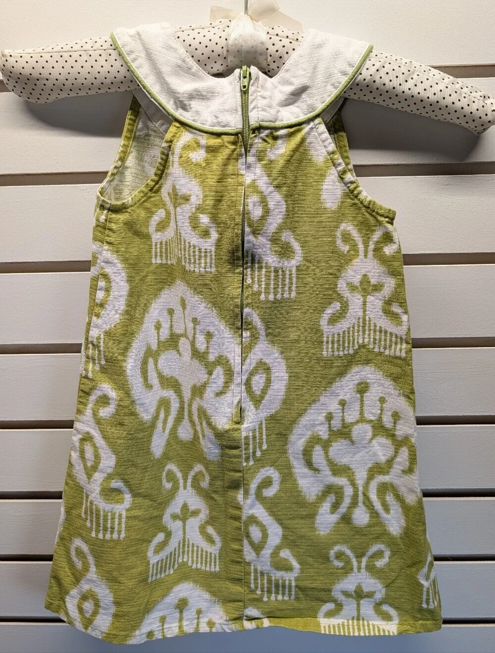 Gymboree Sleeveless Green Greek Isles Summer Dress with Jeweled Collar Sz. 4 EUC